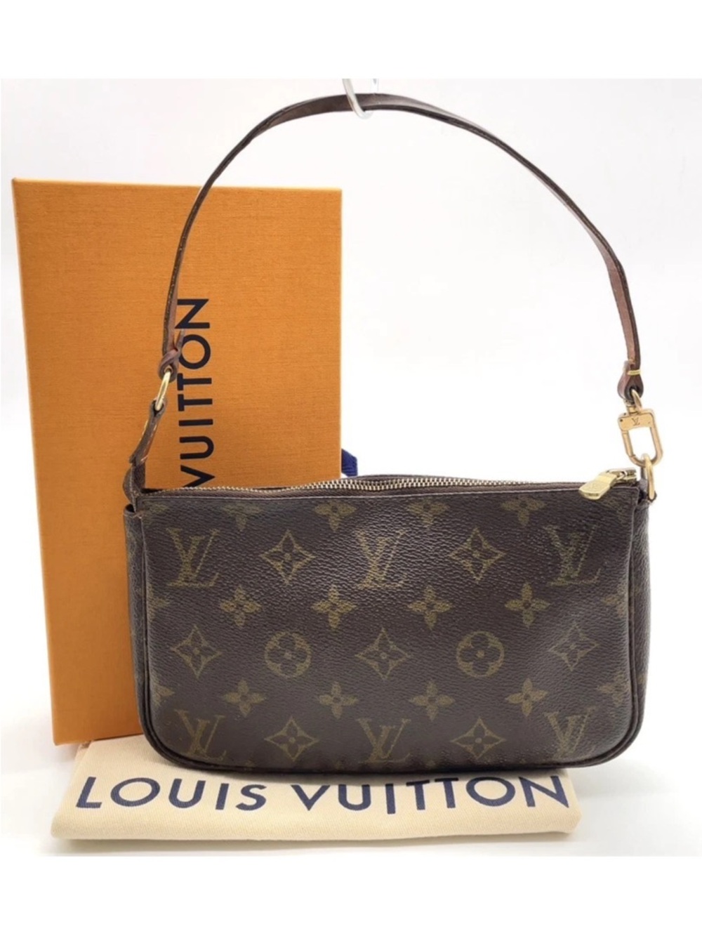 Louis Vuitton Monogram Canvas Shoulder Pochette in Brown and Gold